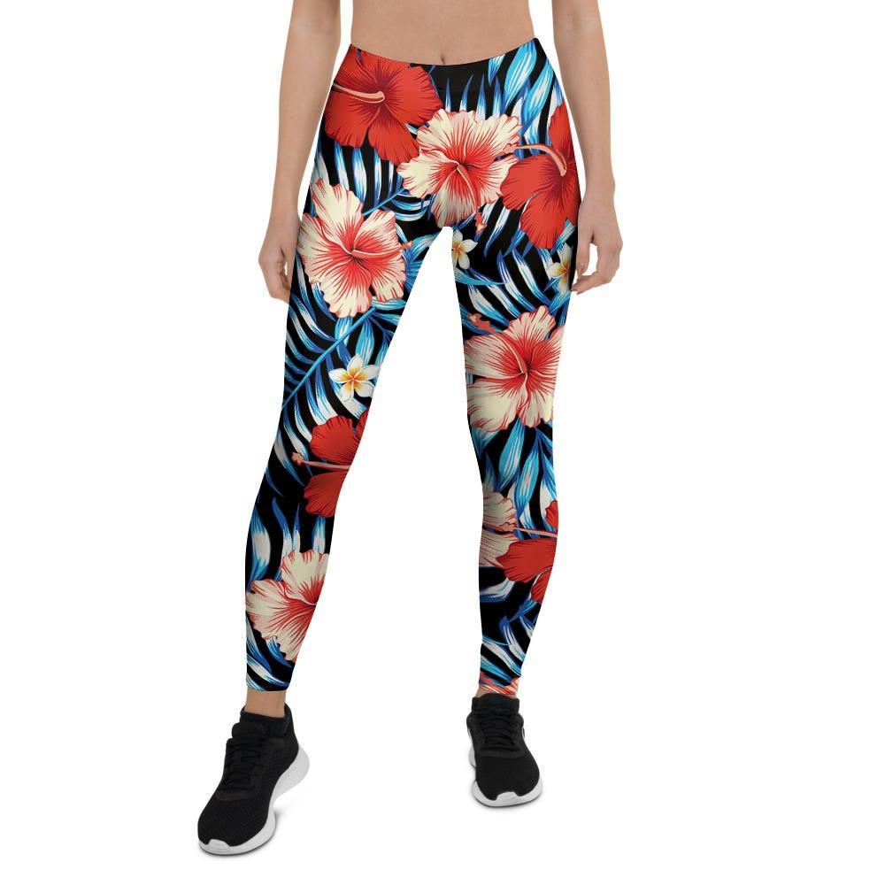 Tropical Hibiscus Flower Print Women's Leggings-grizzshop