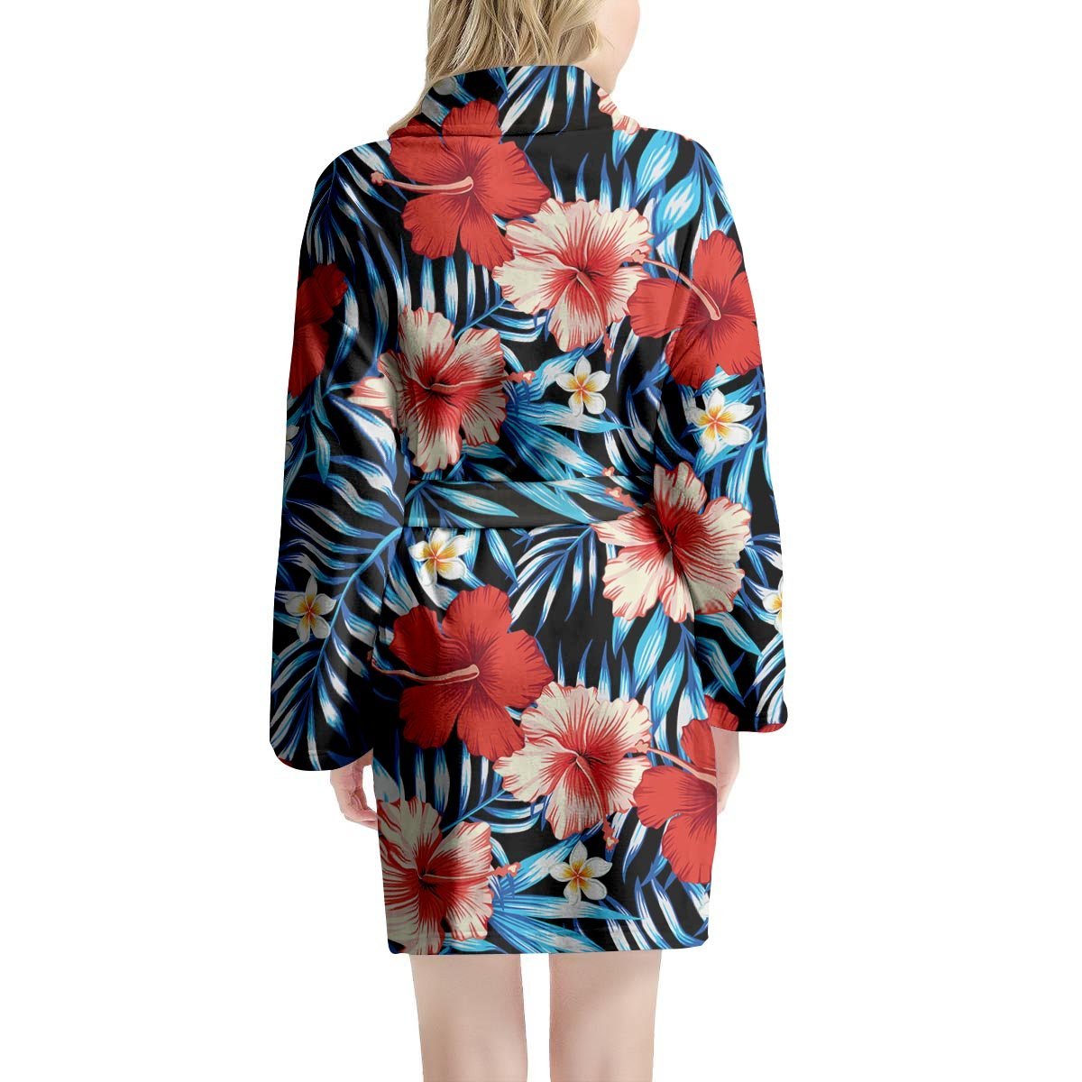 Tropical Hibiscus Flower Print Women's Robe-grizzshop