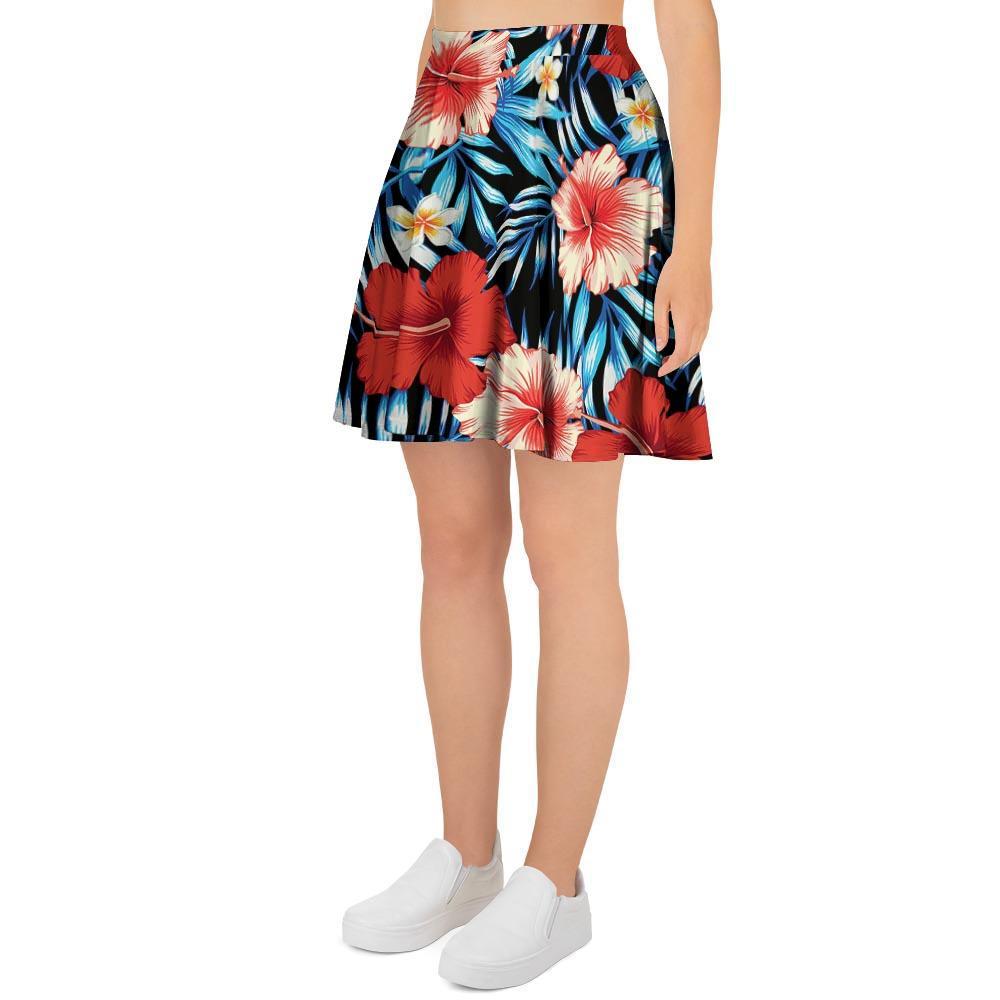 Tropical Hibiscus Flower Print Women's Skirt-grizzshop