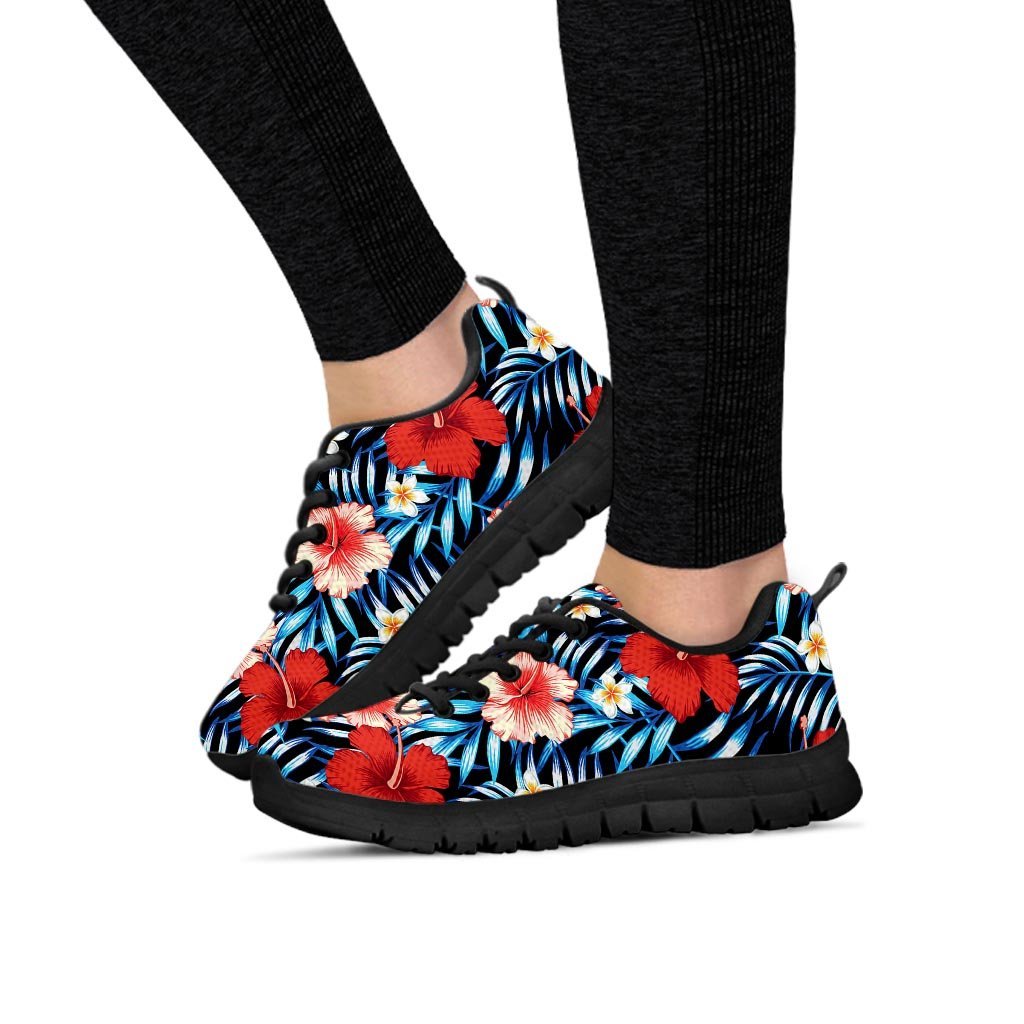 Tropical Hibiscus Flower Print Women's Sneakers-grizzshop