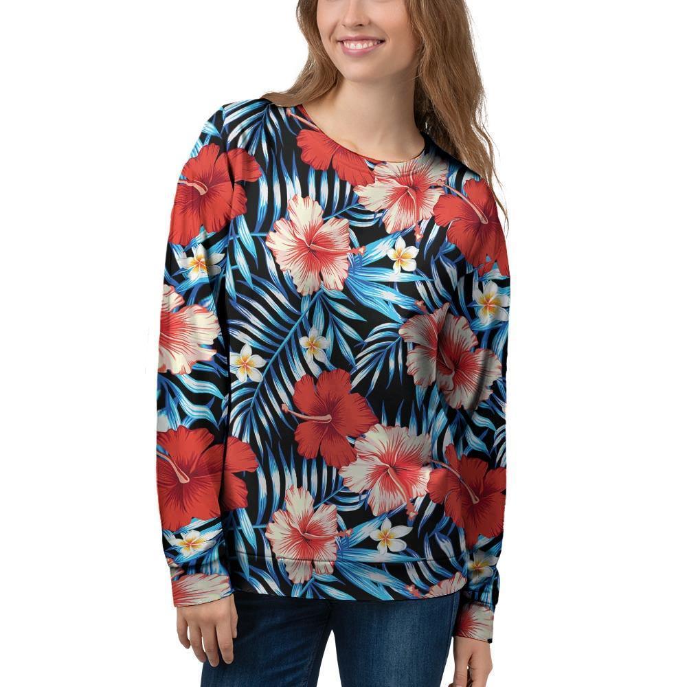 Tropical Hibiscus Flower Print Women's Sweatshirt-grizzshop