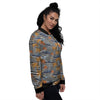 Tropical Island And Stripes Print Pattern Women's Bomber Jacket-grizzshop