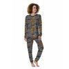 Tropical Island And Stripes Print Pattern Women's Pajamas-grizzshop