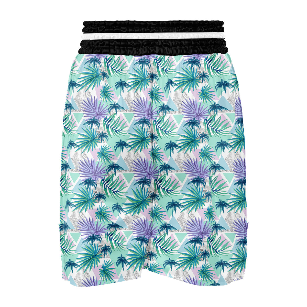 Tropical Leaf And Triangles Pastel Print Pattern Boxing Shorts-grizzshop
