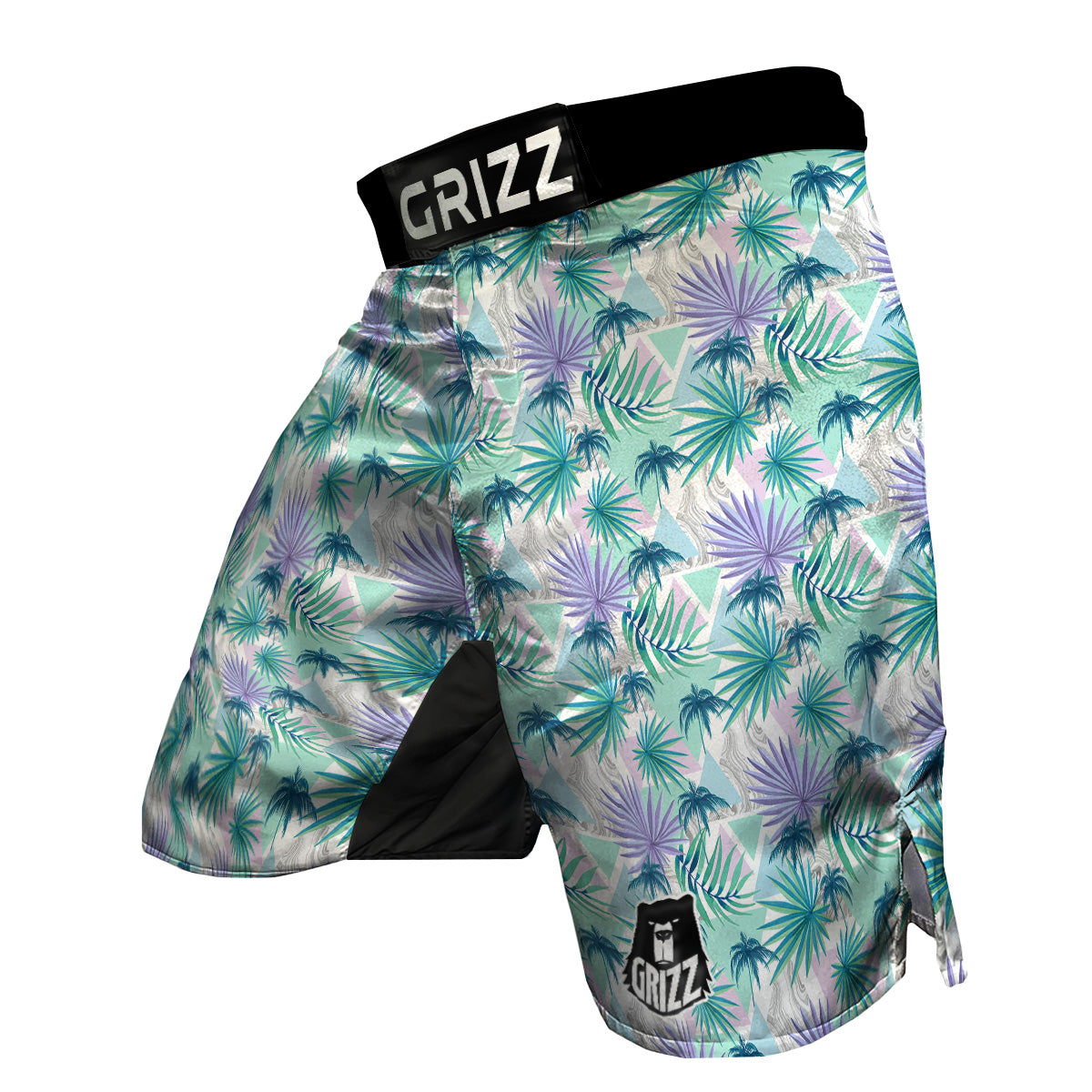 Tropical Leaf And Triangles Pastel Print Pattern MMA Shorts-grizzshop