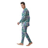 Tropical Leaf And Triangles Pastel Print Pattern Men's Pajamas-grizzshop