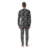 Tropical Leaf Black White Print Pattern Men's Pajamas-grizzshop