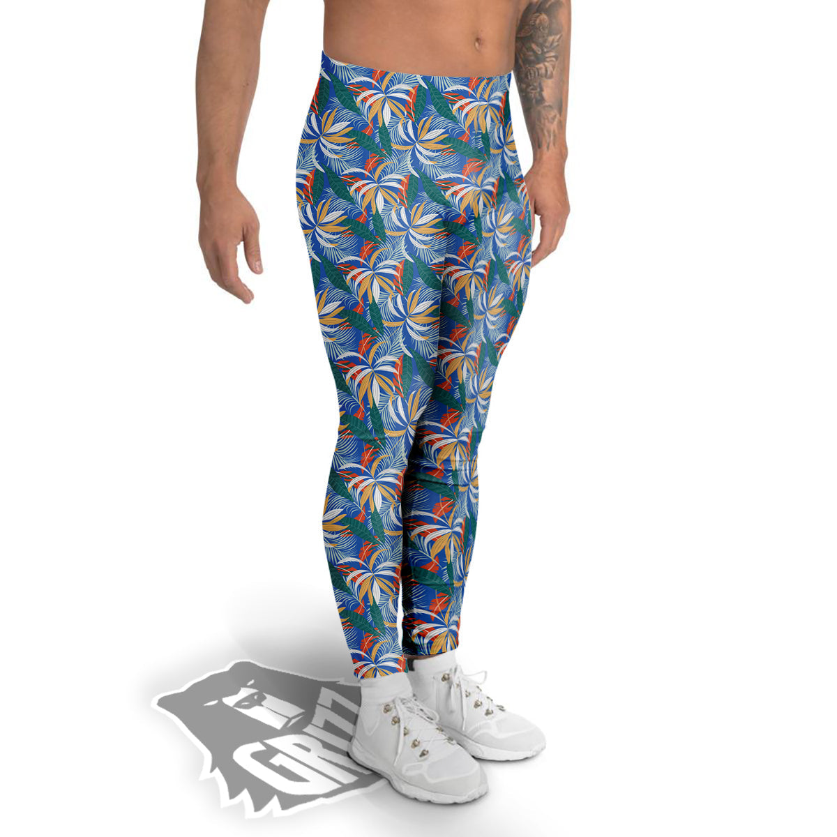Tropical Leaf Colorful Print Pattern Men's Leggings-grizzshop