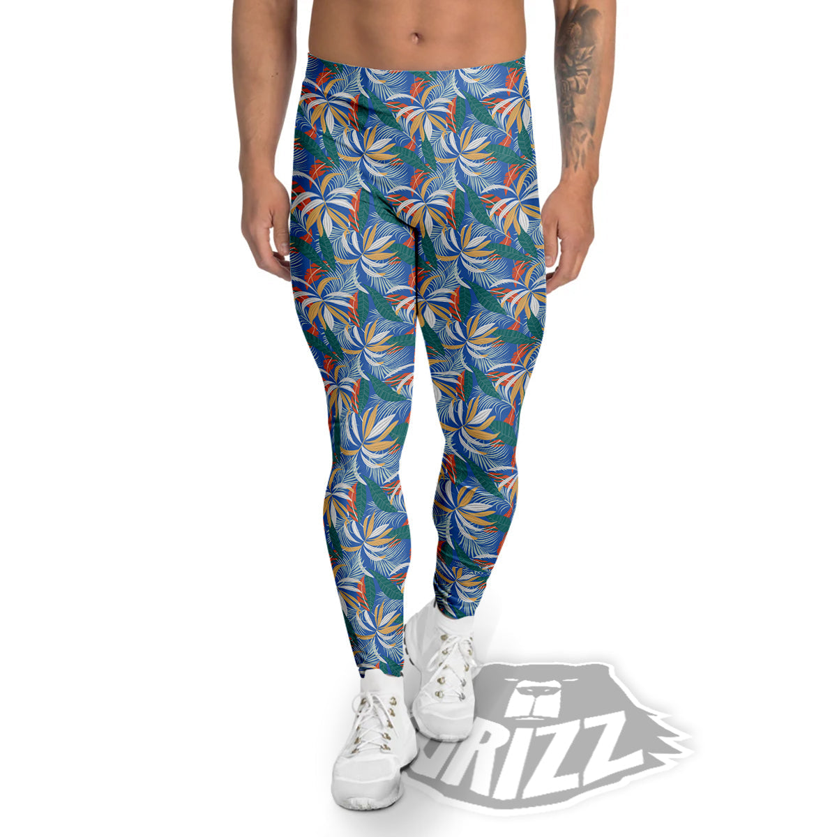 Tropical Leaf Colorful Print Pattern Men's Leggings-grizzshop