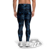 Tropical Leaf Dark Blue Print Pattern Men's Leggings-grizzshop