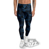 Tropical Leaf Dark Blue Print Pattern Men's Leggings-grizzshop