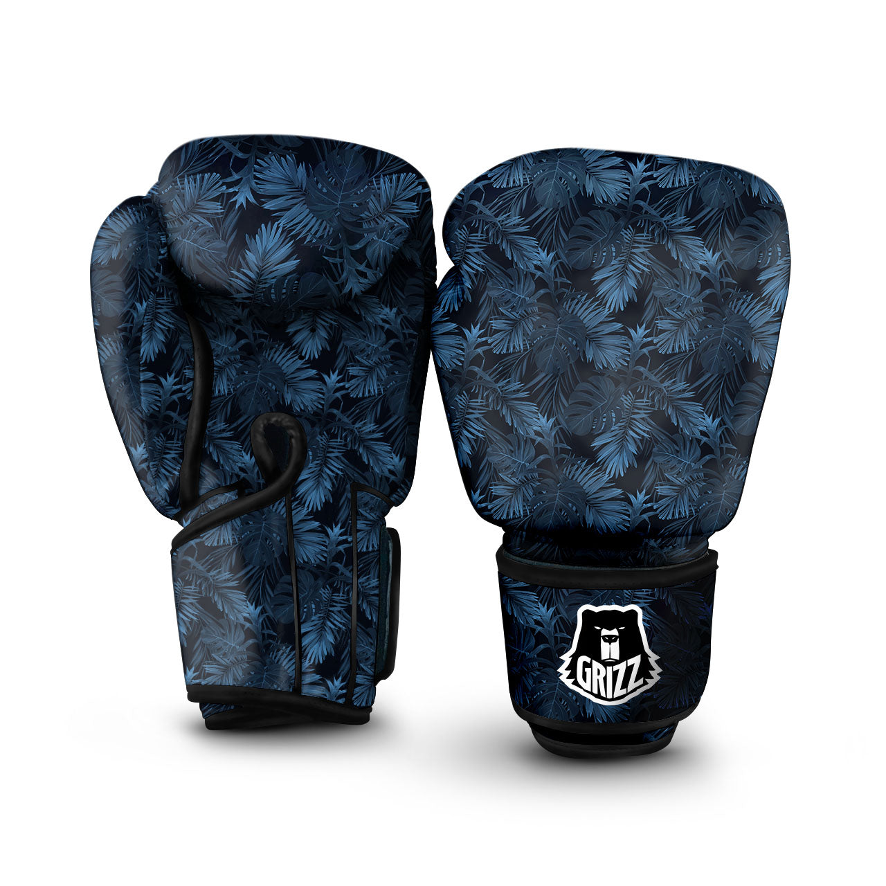 Tropical Leaf Dark Print Pattern Boxing Gloves-grizzshop