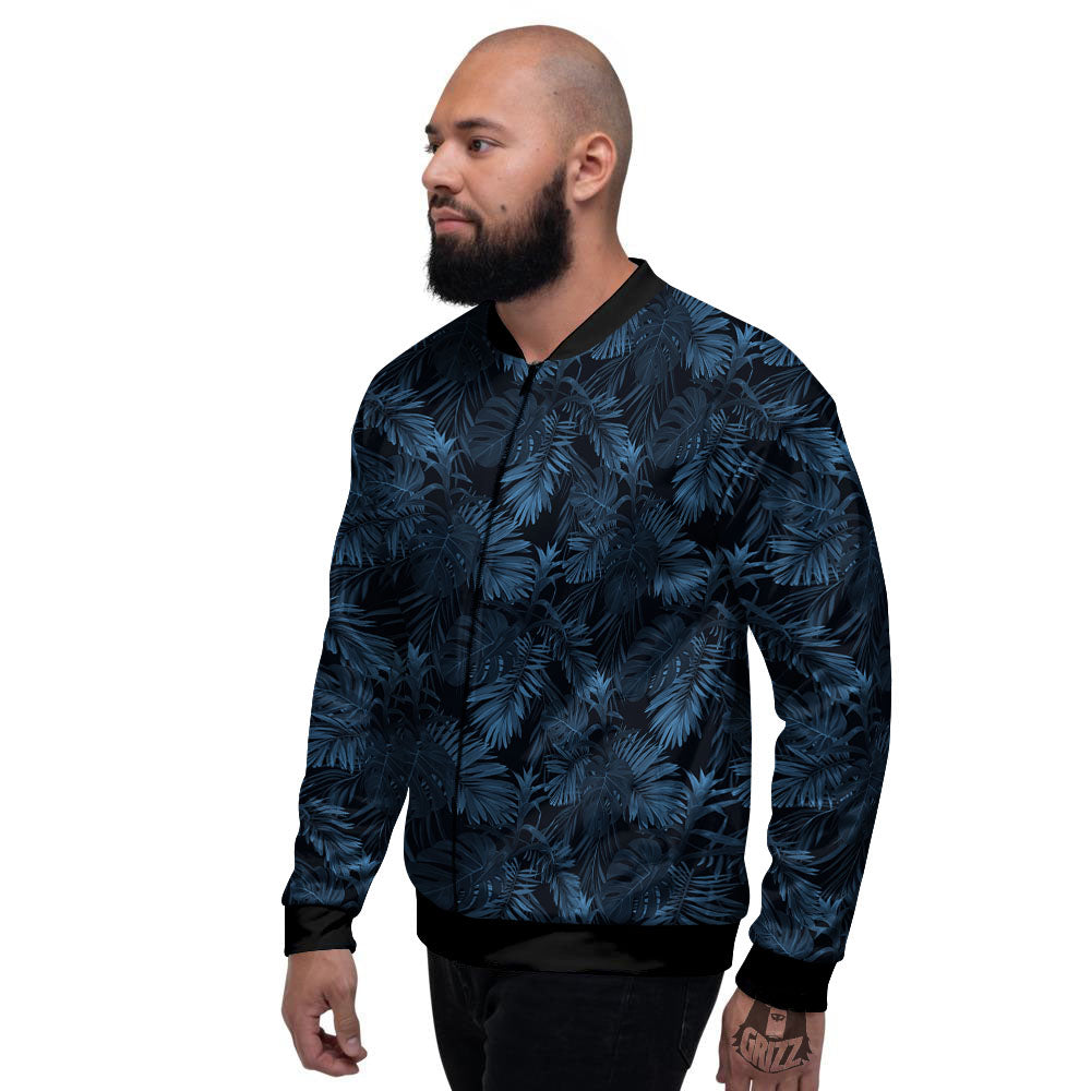 Tropical Leaf Dark Print Pattern Men's Bomber Jacket-grizzshop