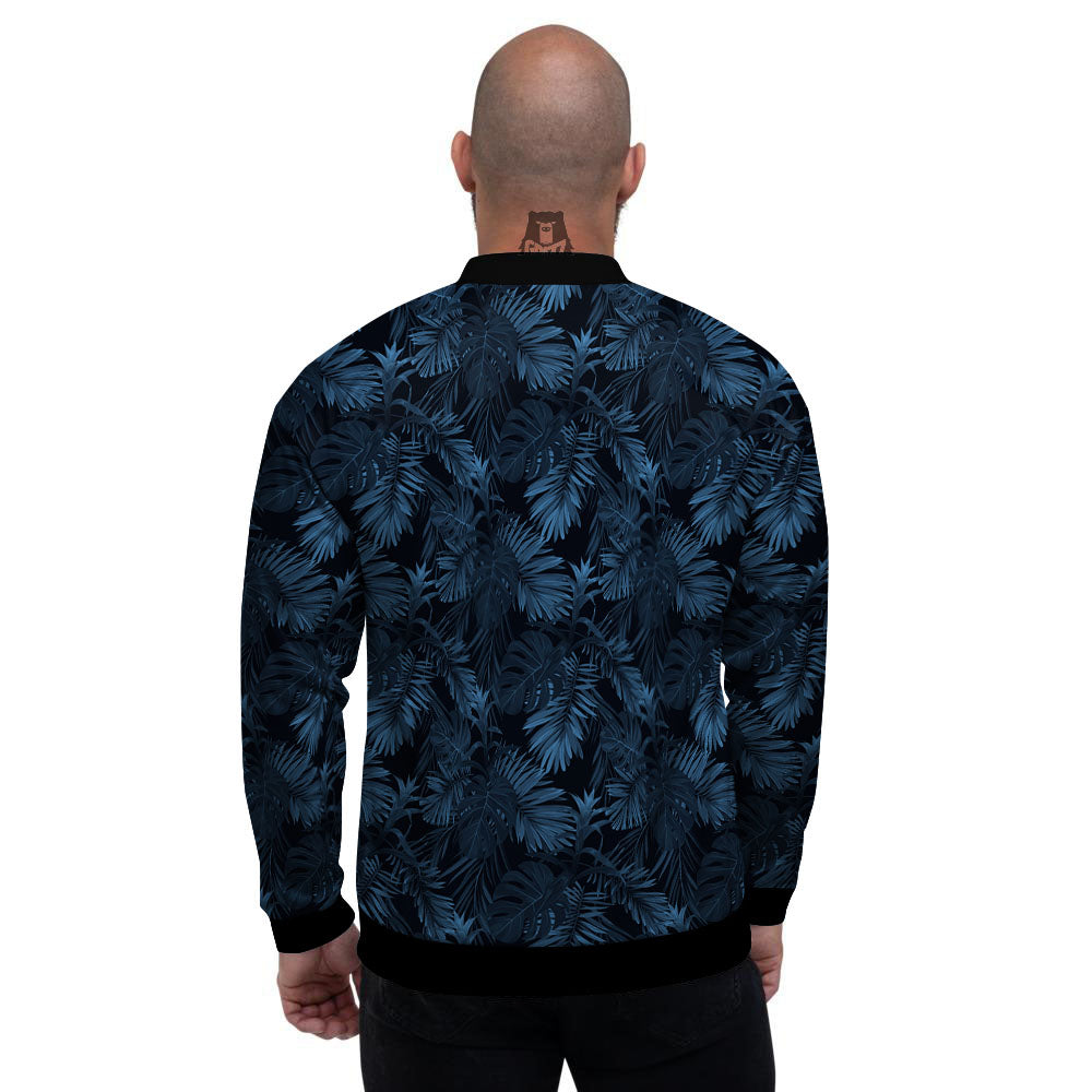 Tropical Leaf Dark Print Pattern Men's Bomber Jacket-grizzshop