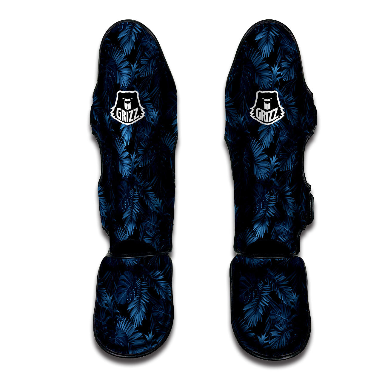 Tropical Leaf Dark Print Pattern Muay Thai Shin Guards-grizzshop