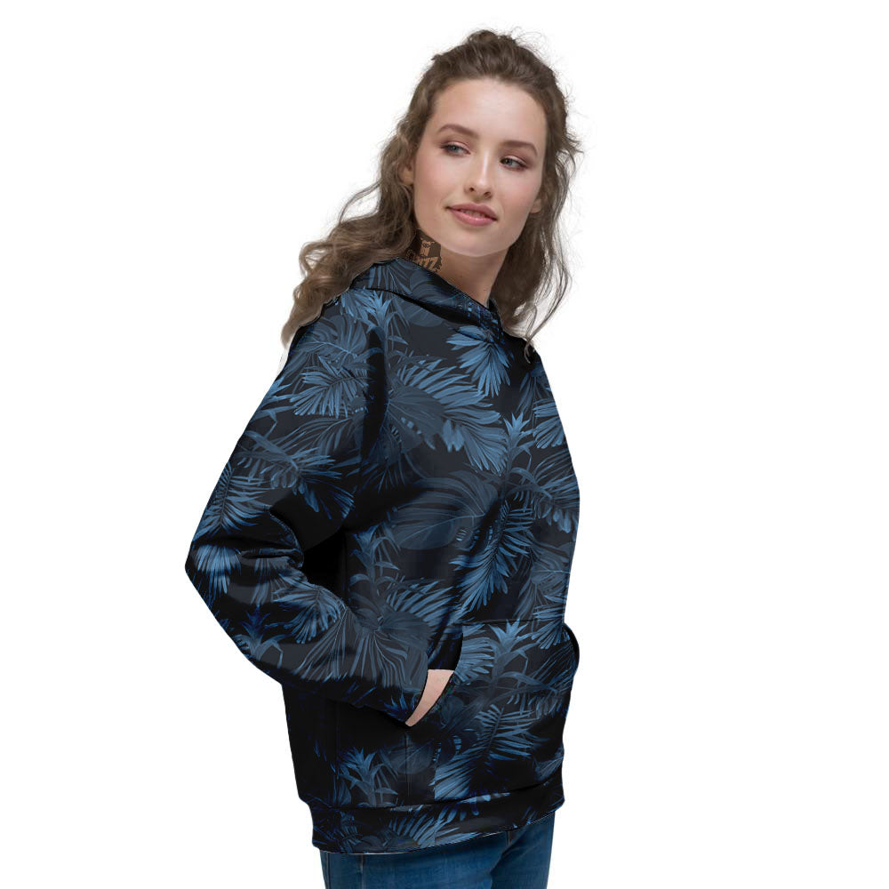 Tropical Leaf Dark Print Pattern Women's Hoodie-grizzshop