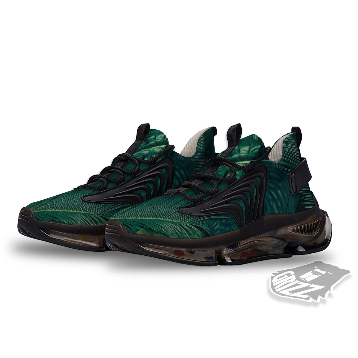 Tropical Leaf Natural Print Black Gym Shoes-grizzshop