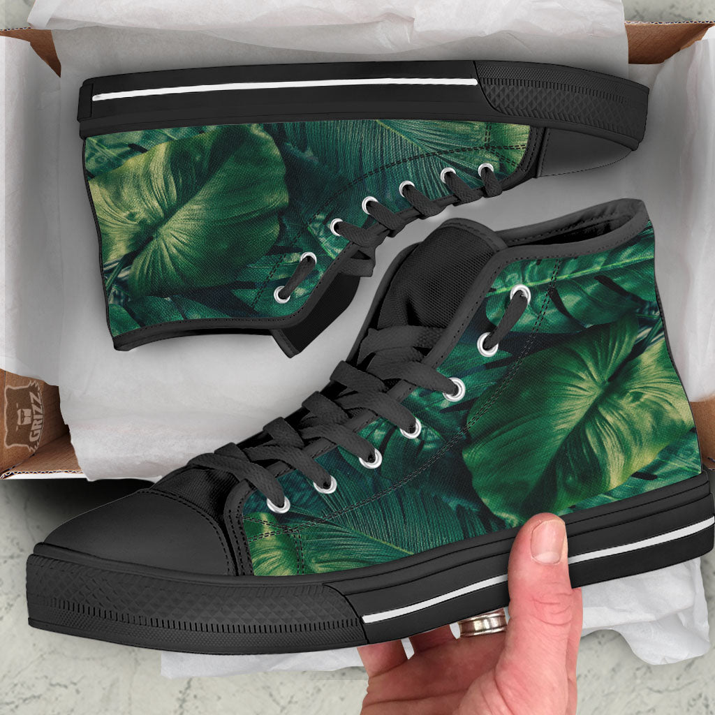 Tropical Leaf Natural Print High Top Shoes-grizzshop
