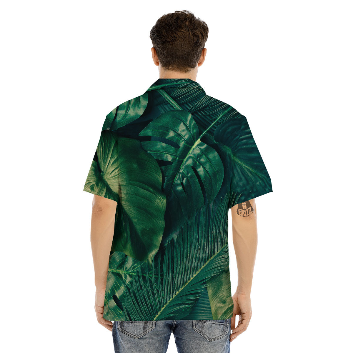 Tropical Leaf Natural Print Men's Hawaiian Shirt-grizzshop