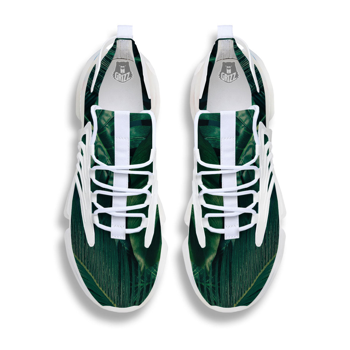 Tropical Leaf Natural Print White Gym Shoes-grizzshop
