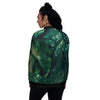 Tropical Leaf Natural Print Women's Bomber Jacket-grizzshop