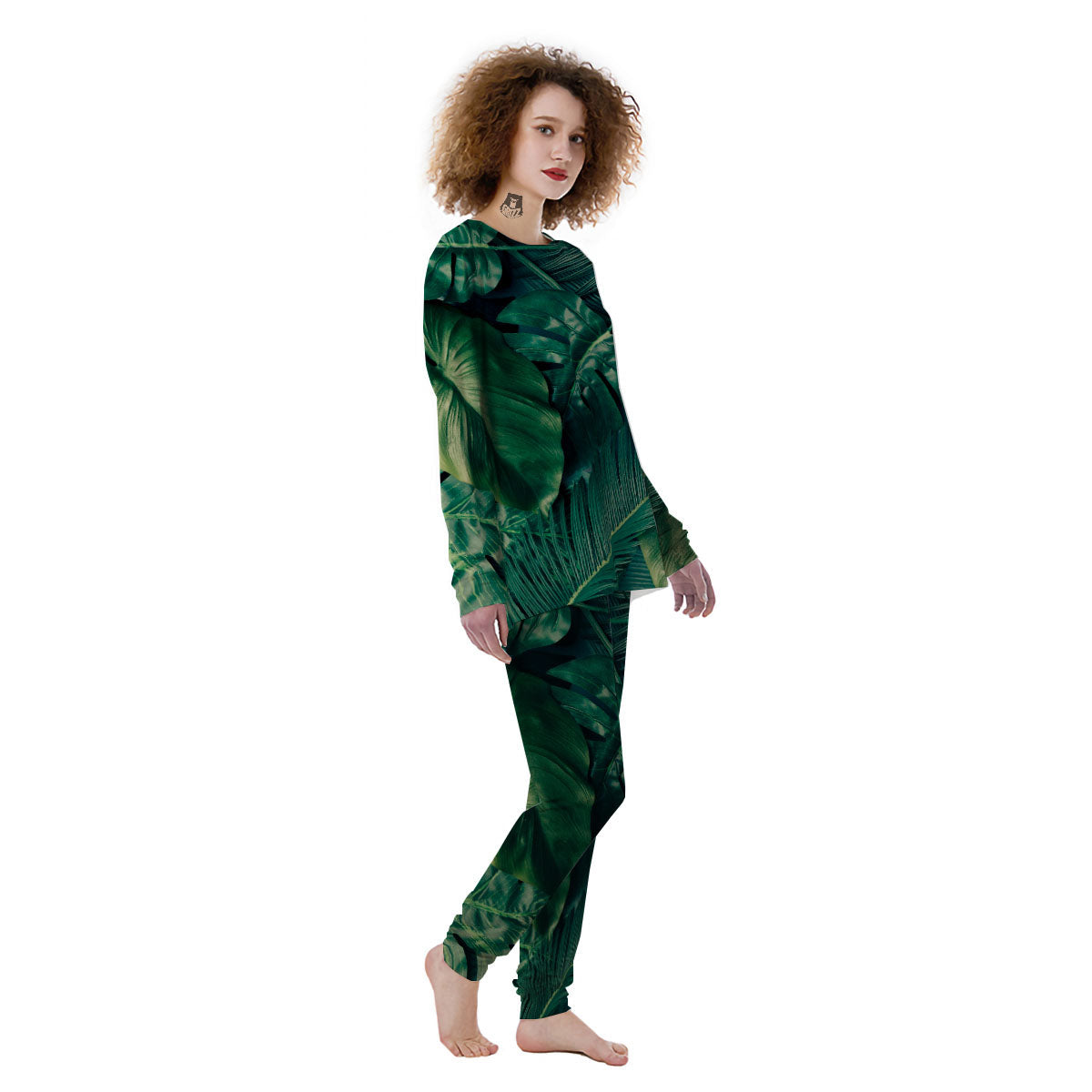 Tropical Leaf Natural Print Women's Pajamas-grizzshop