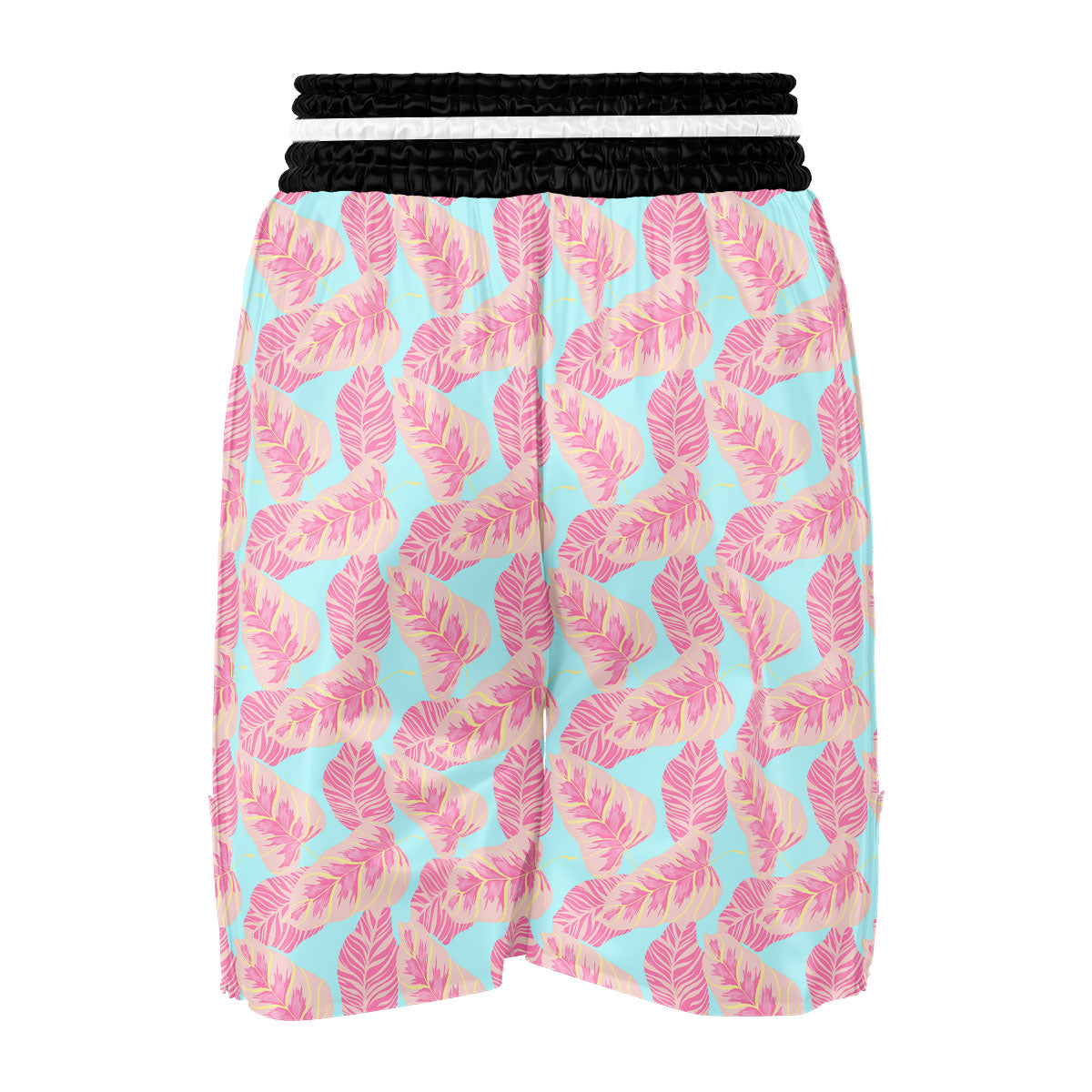 Tropical Leaf Pink And Teal Print Pattern Boxing Shorts-grizzshop