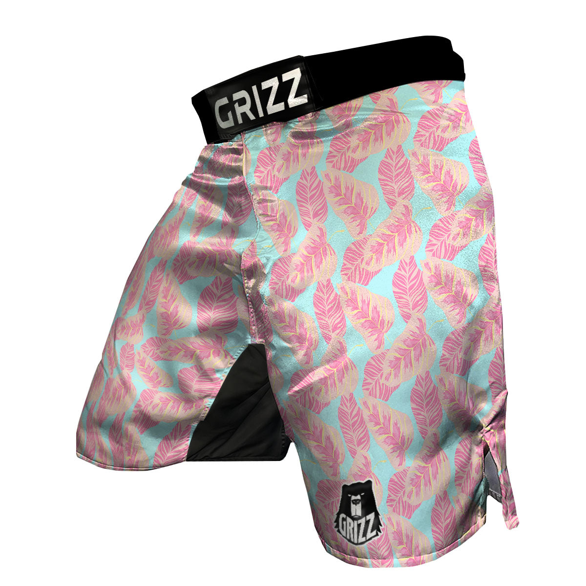 Tropical Leaf Pink And Teal Print Pattern MMA Shorts-grizzshop