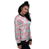 Tropical Leaf Pink And Teal Print Pattern Women's Bomber Jacket-grizzshop