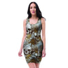 Tropical Leaf Skull Bodycon Dress-grizzshop