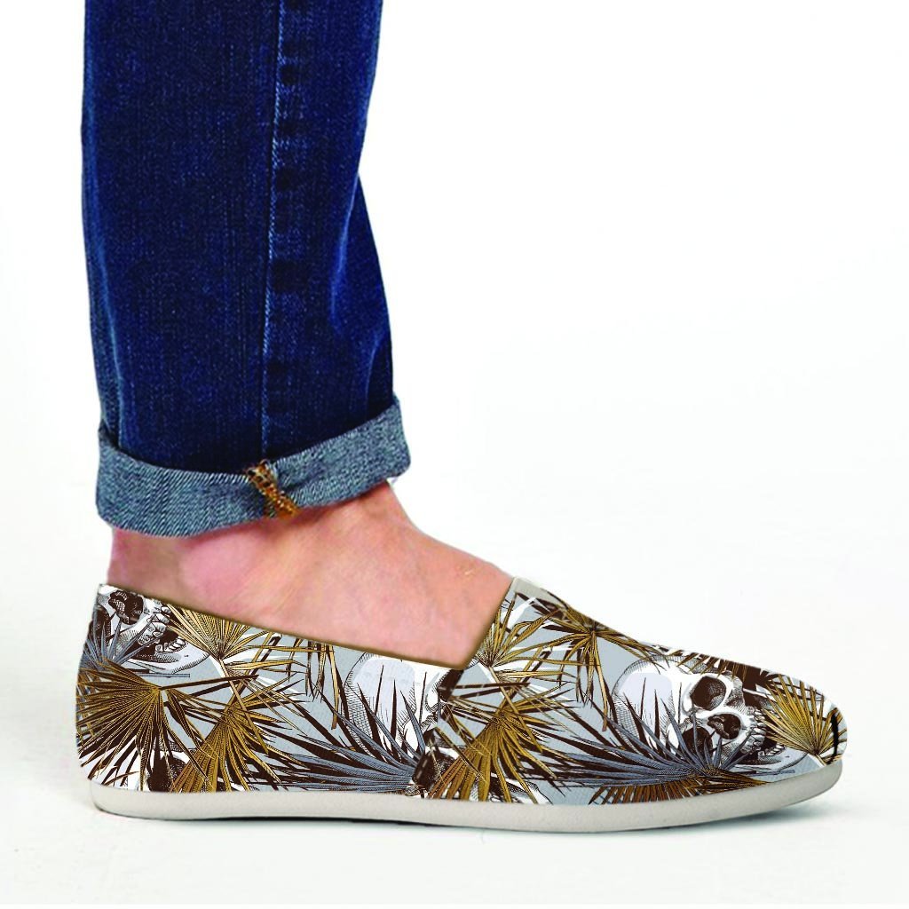 Tropical Leaf Skull Canvas Shoes-grizzshop