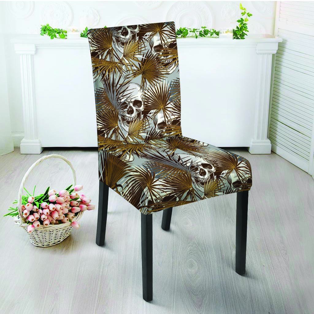 Tropical Leaf Skull Chair Cover-grizzshop