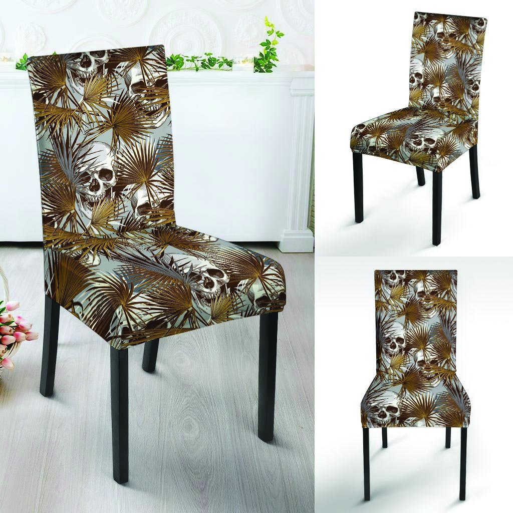 Tropical Leaf Skull Chair Cover-grizzshop