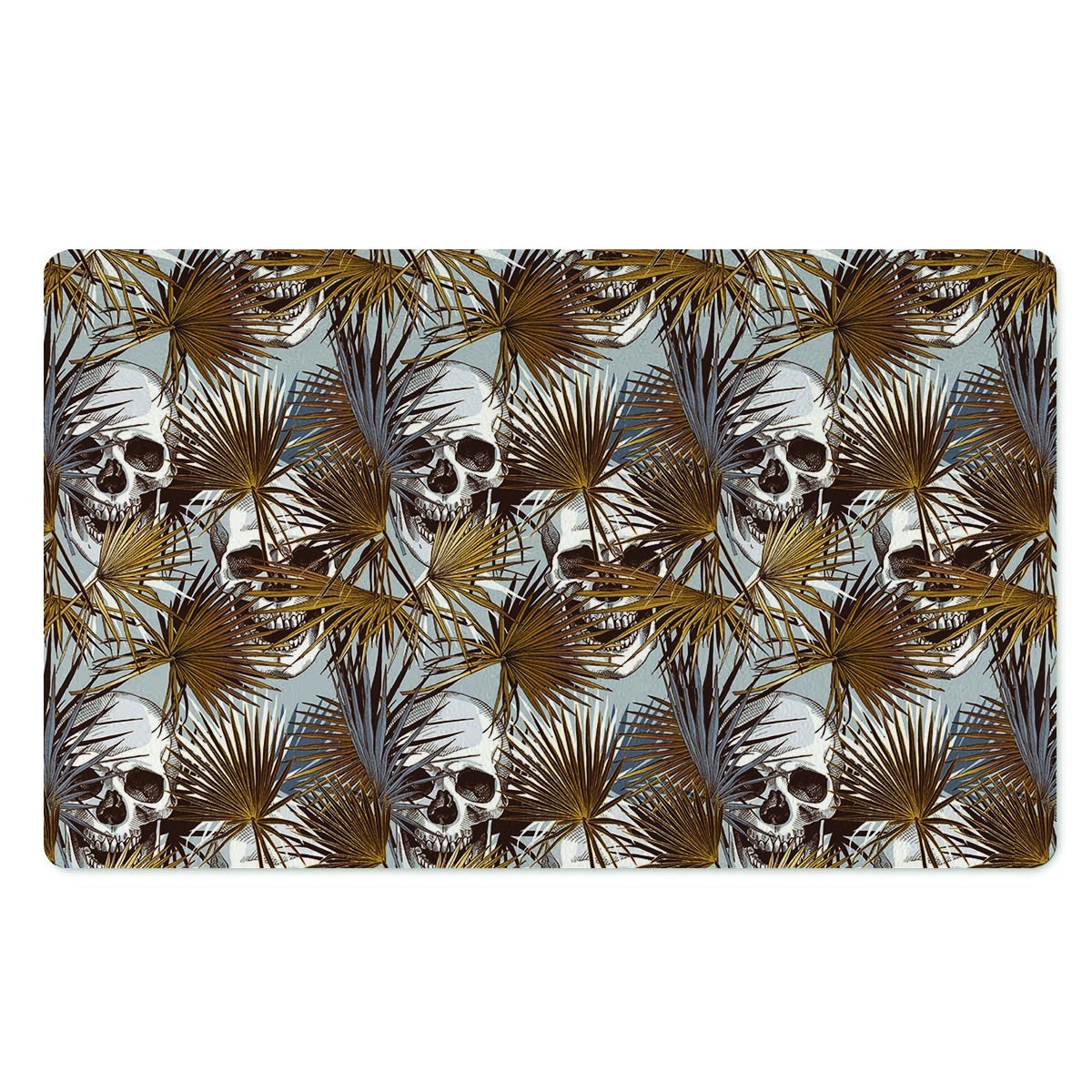 Tropical Leaf Skull Door Mat-grizzshop