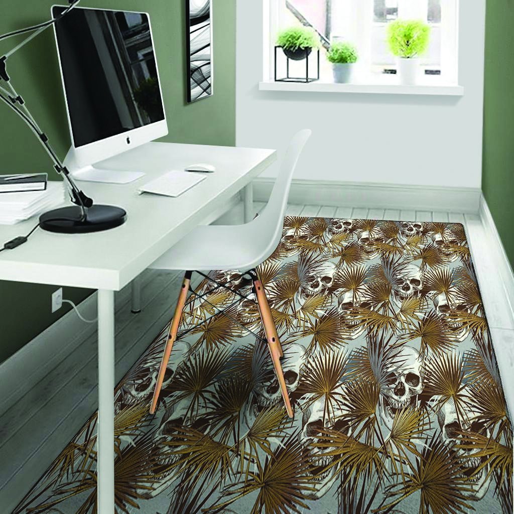 Tropical Leaf Skull Floor Mat-grizzshop