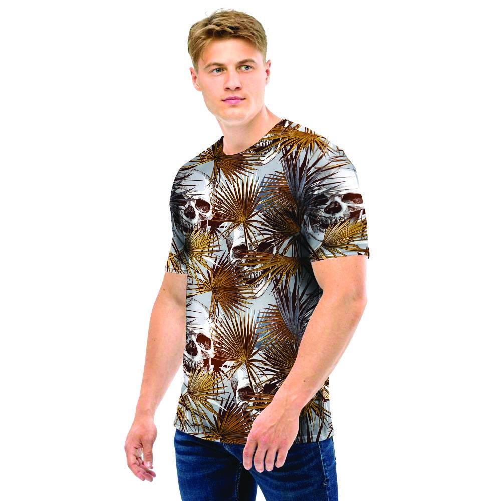 Tropical Leaf Skull Men T Shirt-grizzshop