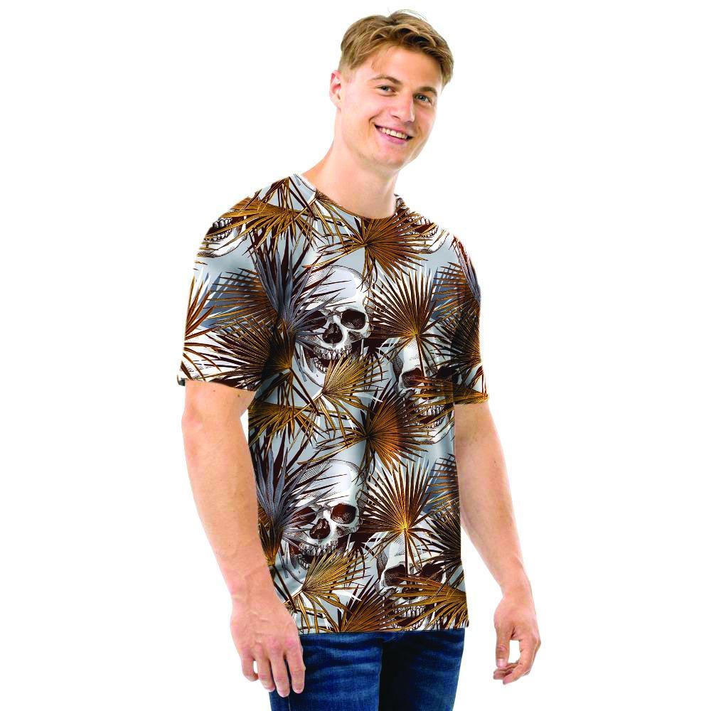 Tropical Leaf Skull Men T Shirt-grizzshop