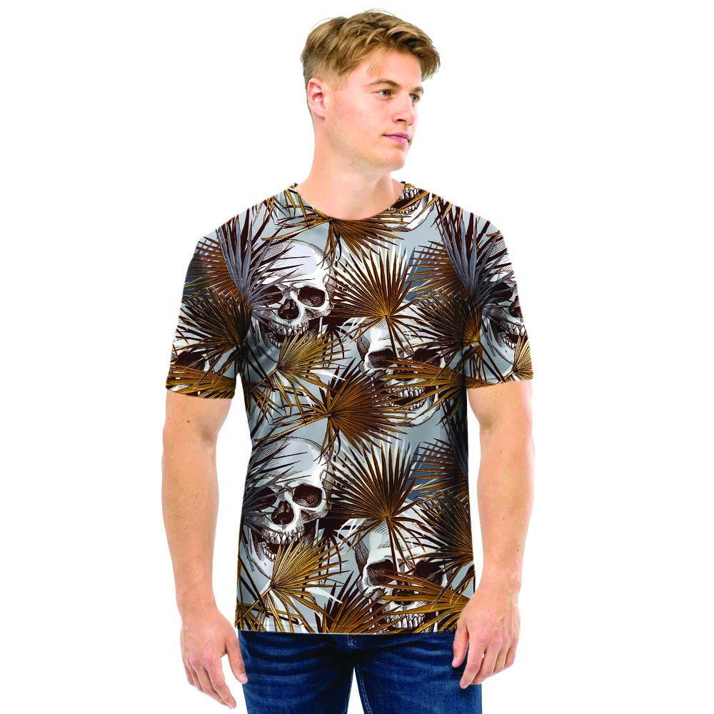 Tropical Leaf Skull Men T Shirt-grizzshop