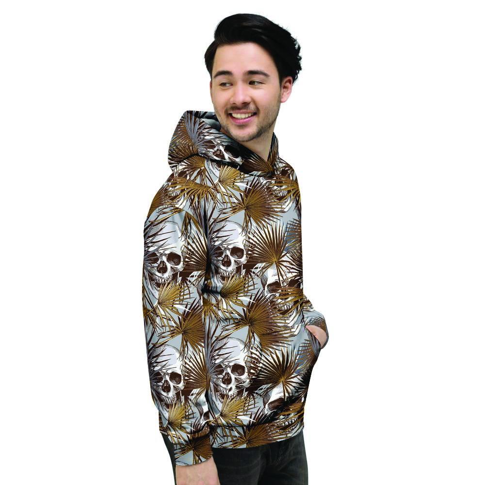 Tropical Leaf Skull Men's Hoodie-grizzshop
