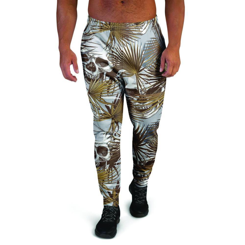 Tropical Leaf Skull Men's Joggers-grizzshop