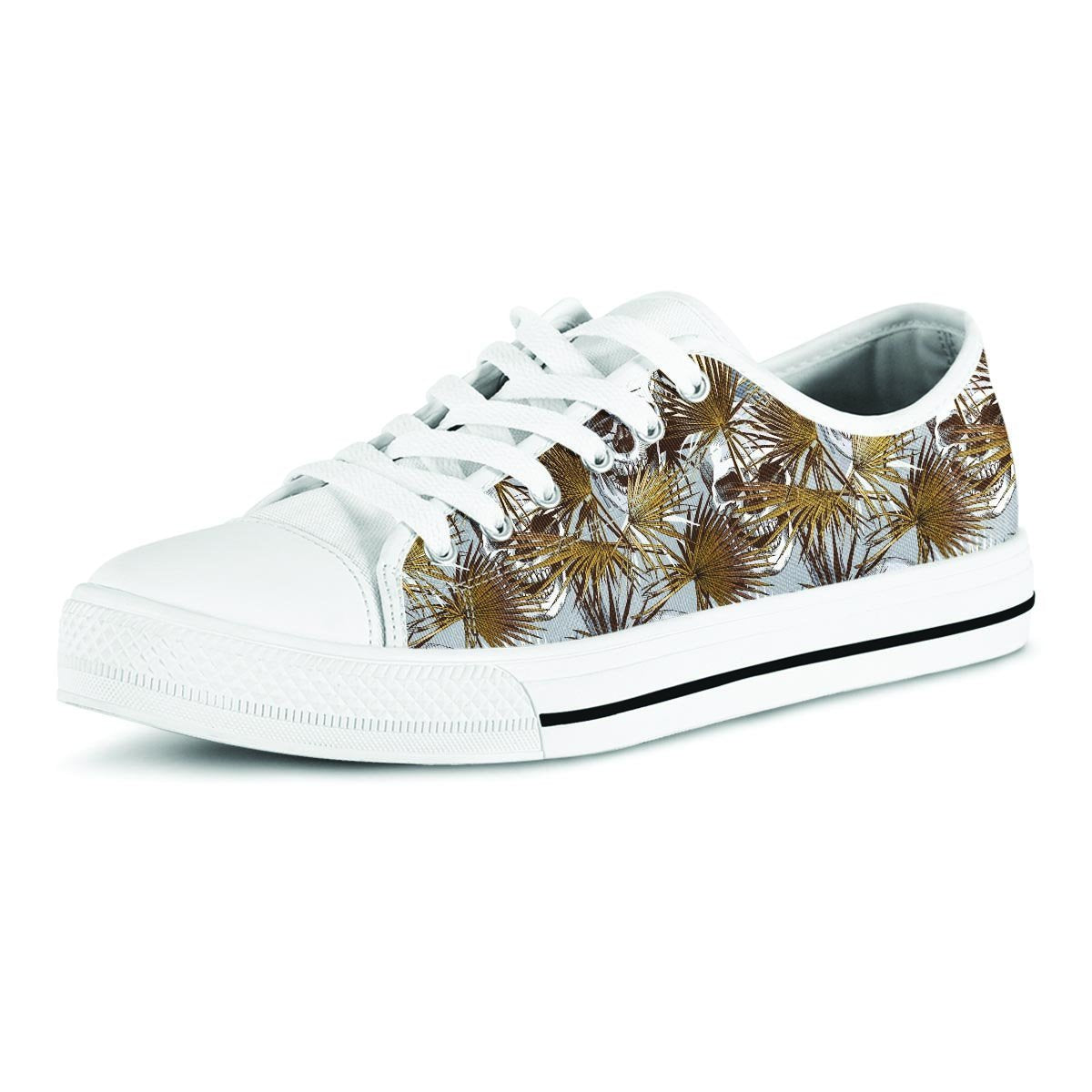 Tropical Leaf Skull Men's Low Top Shoes-grizzshop