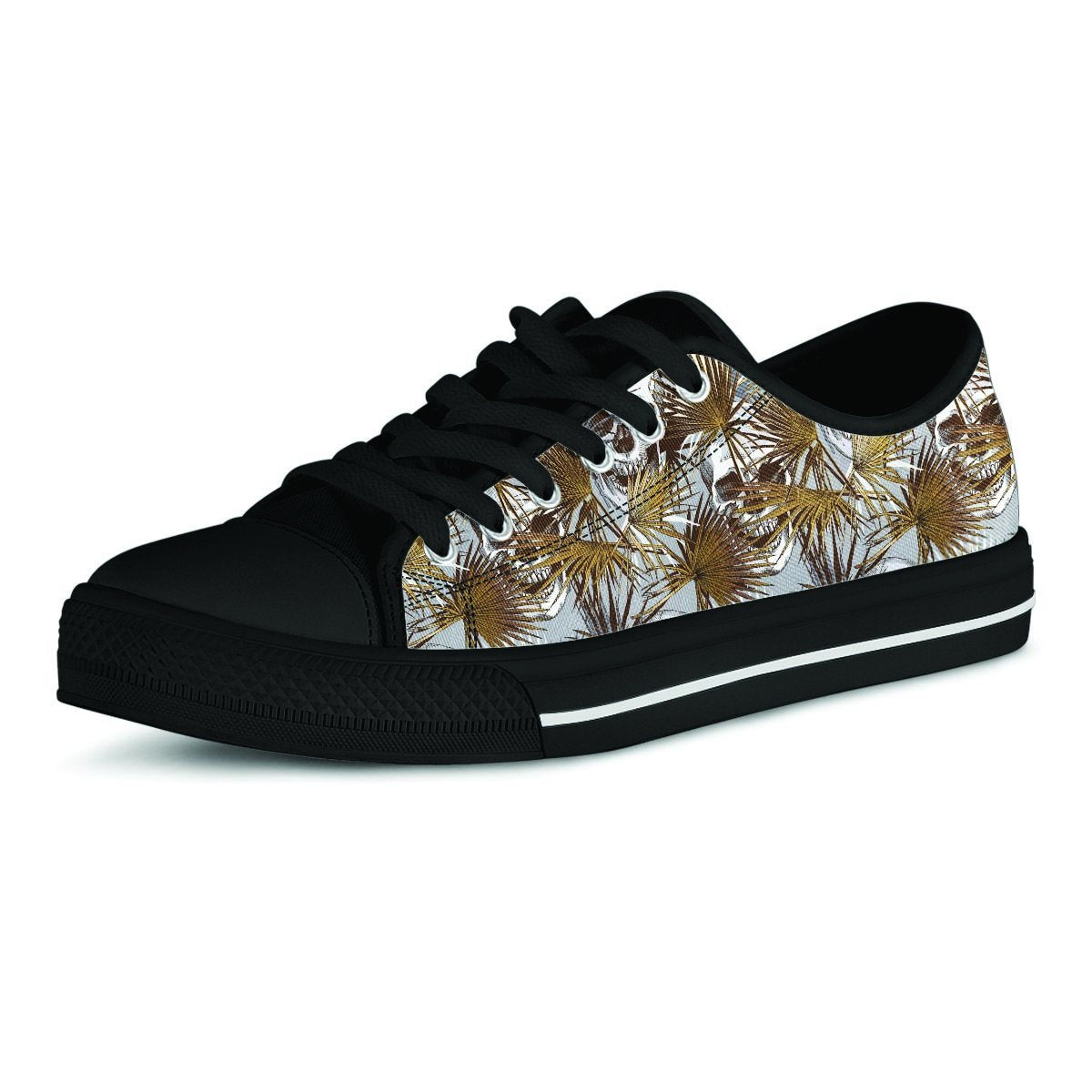 Tropical Leaf Skull Men's Low Top Shoes-grizzshop