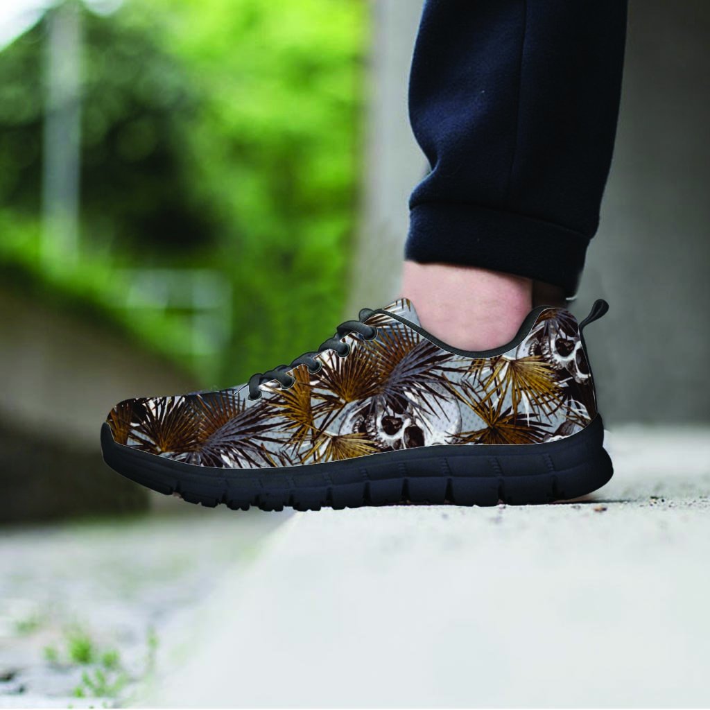 Tropical Leaf Skull Men's Sneakers-grizzshop