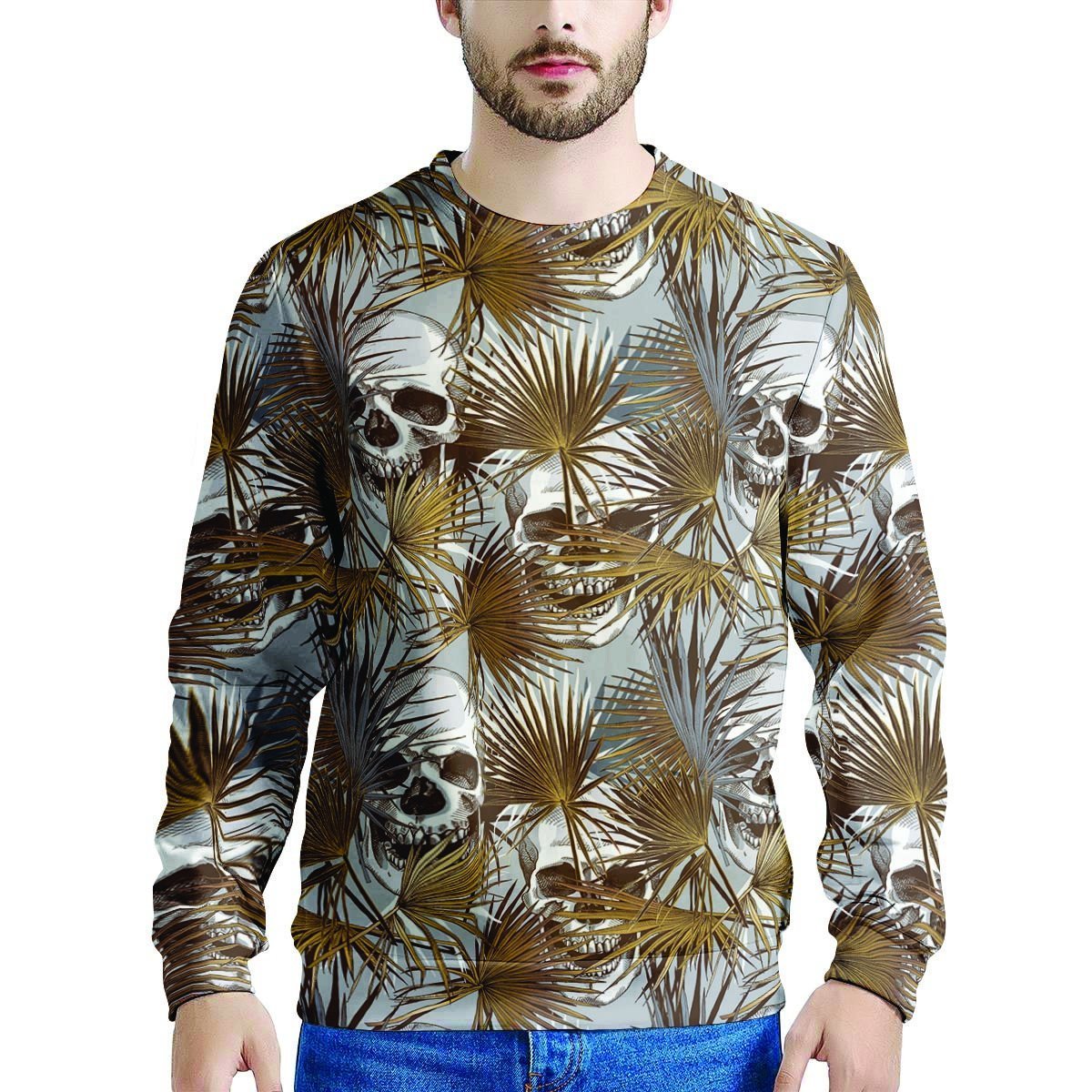 Tropical Leaf Skull Men's Sweatshirt-grizzshop