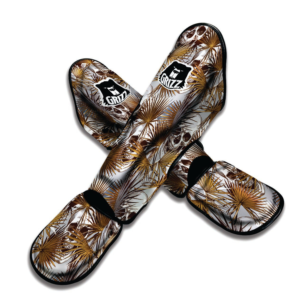 Tropical Leaf Skull Muay Thai Shin Guard-grizzshop