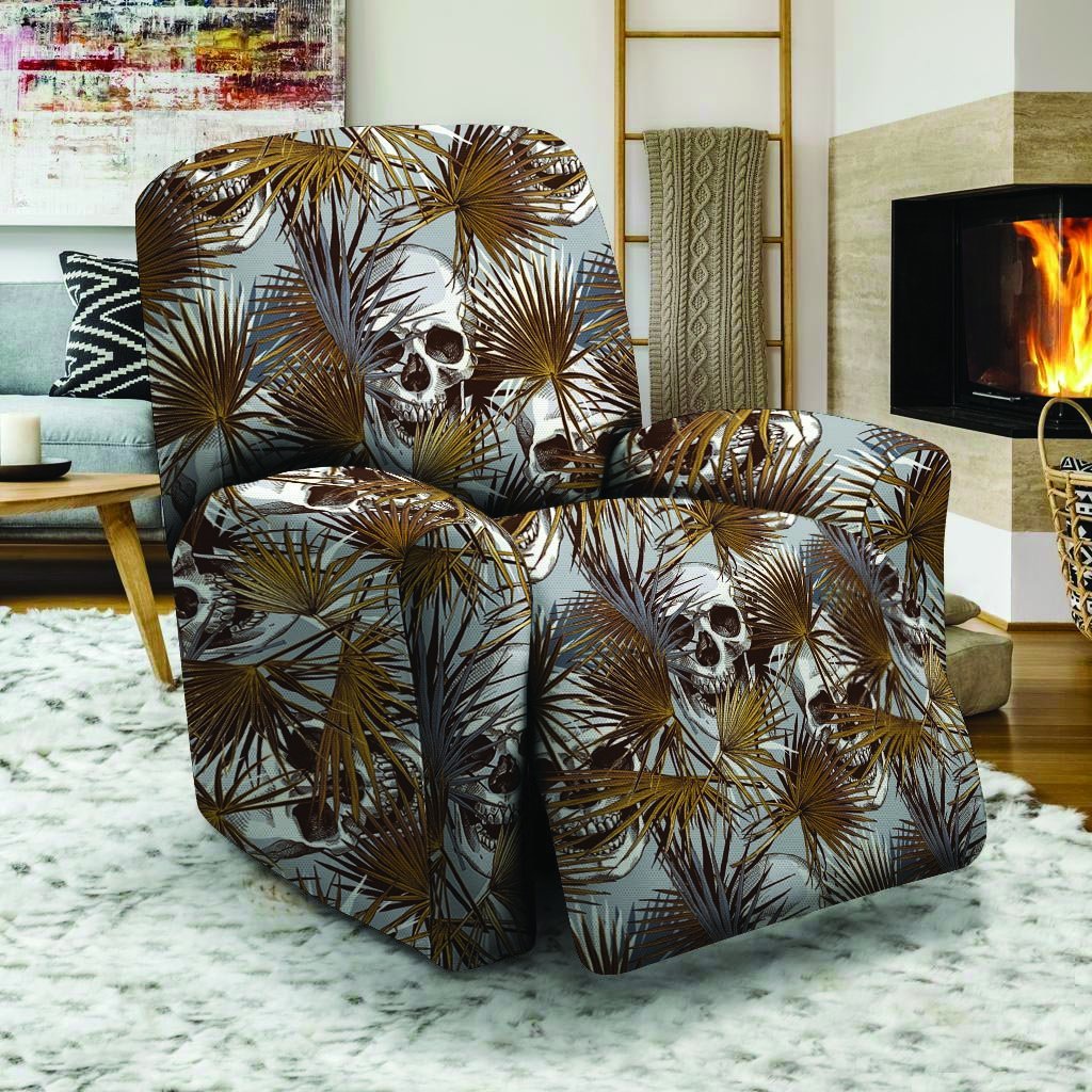 Tropical Leaf Skull Recliner Cover-grizzshop