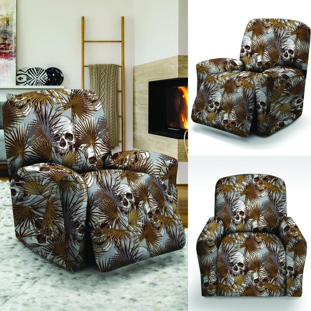 Tropical Leaf Skull Recliner Cover-grizzshop