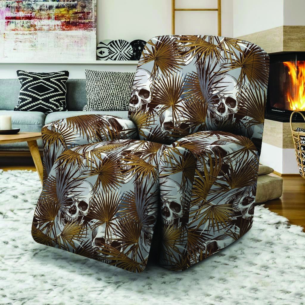 Tropical Leaf Skull Recliner Cover-grizzshop