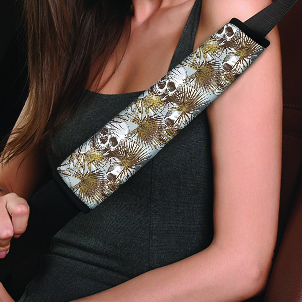 Tropical Leaf Skull Seat Belt Cover-grizzshop