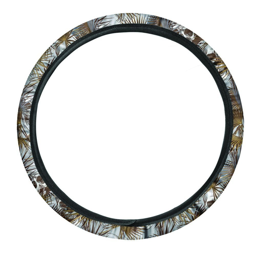 Tropical Leaf Skull Steering Wheel Cover-grizzshop